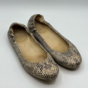 Stuart Weitzman Women's Snakeskin Ballet Flats Almond Toe Shoes Size 8.5